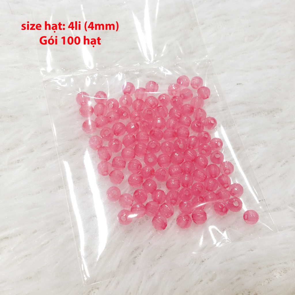 100 cườm nhựa acrylic size 4mm hạt xỏ vòng cute handmade