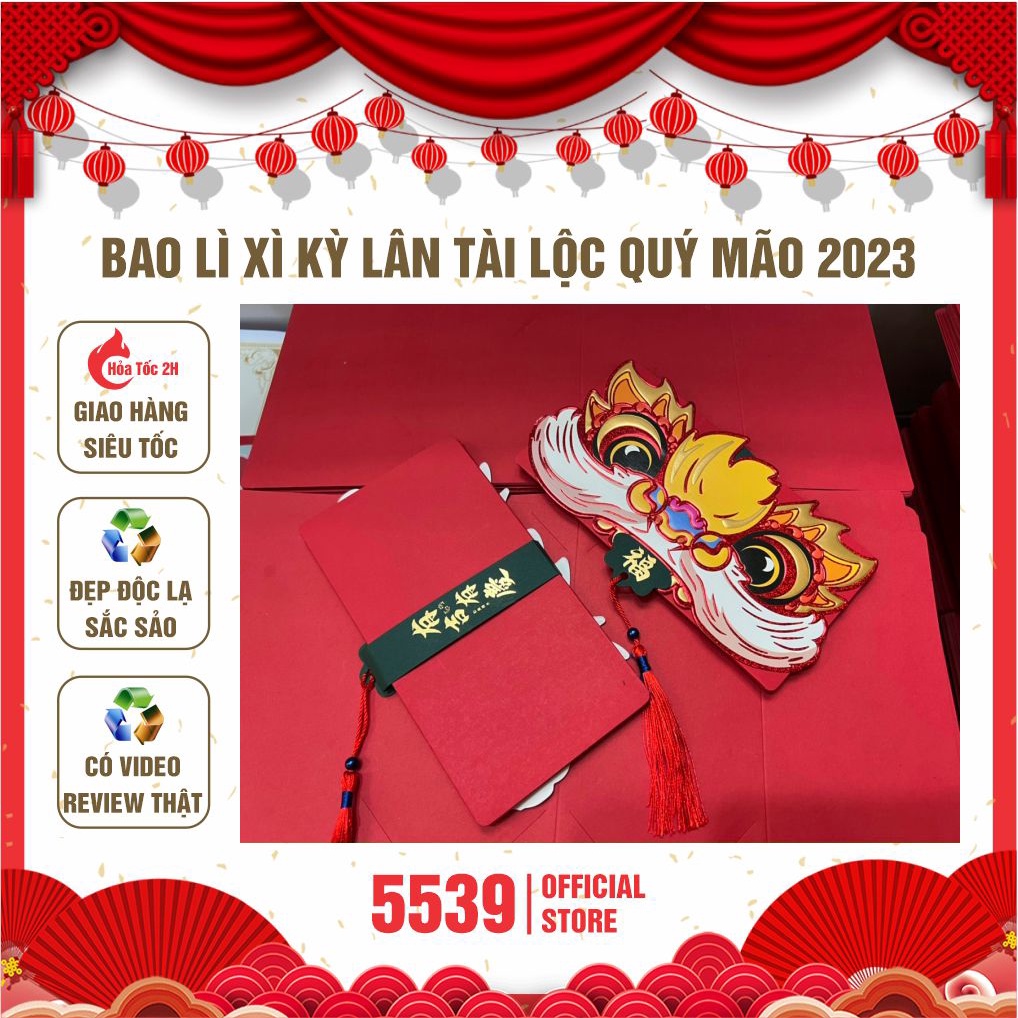 Bao lì xì kỳ lân tài lộc cao cấp Tết Quý Mão 2023 đẹp độc lạ món quà tặng đầy ý nghĩa giá sỉ inbox - Shop 5539