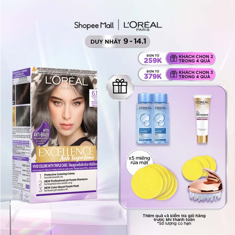 Kem nhuộm dưỡng tóc sâu L'Oreal Paris Excellence Fashion 172ml với tông màu thời trang