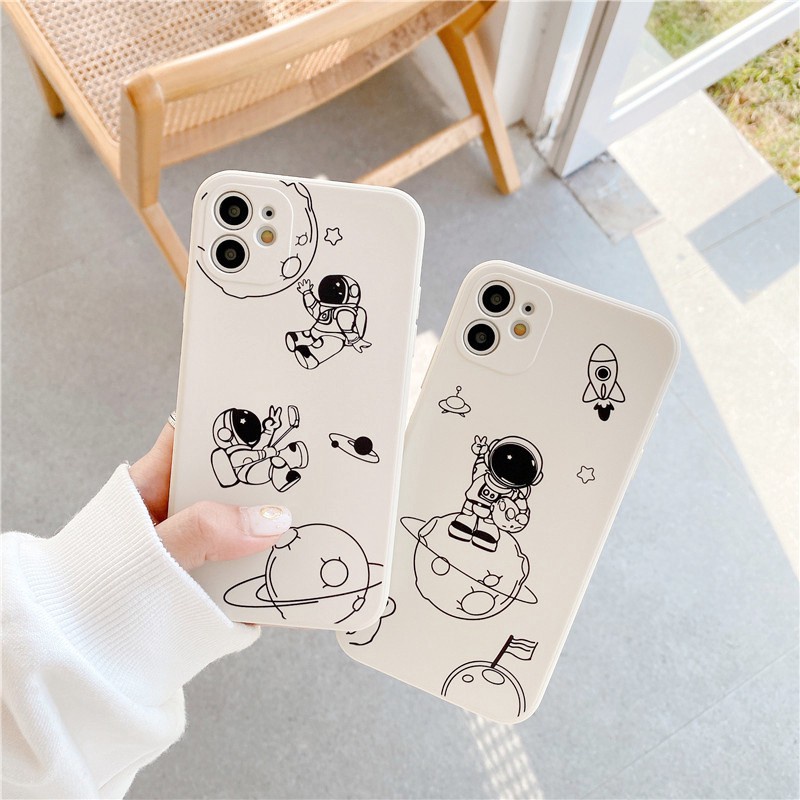 Ốp lưng iphone cạnh vuông phi hành gia mặt trăng cho 6/7/8/x/xs/xr/xsmax/11/12/13/plus/splus/mini/max/pro/promax-e02
