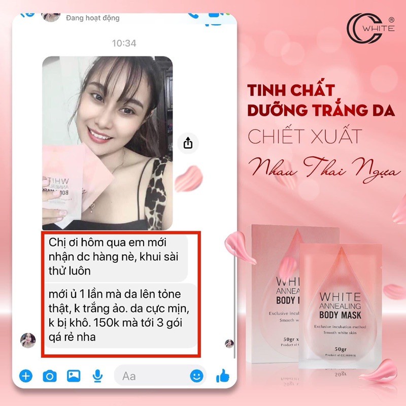 Ủ Trắng Nhau Thai Ngựa CCWHITE dành cho Body