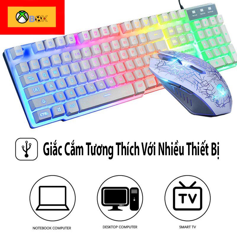 Bộ Bàn Phím Chuột Máy Tính KUIYN Bàn Phím Chơi Game Đèn Led 7 Màu Giả Cơ Thế Hệ Mới