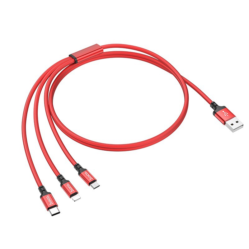 [HÀNG CÔNG TY] Cáp sạc Hoco X14 - 3 đầu Lightning Micro USB Type-C dài 1m - Cáp sạc chính hãng