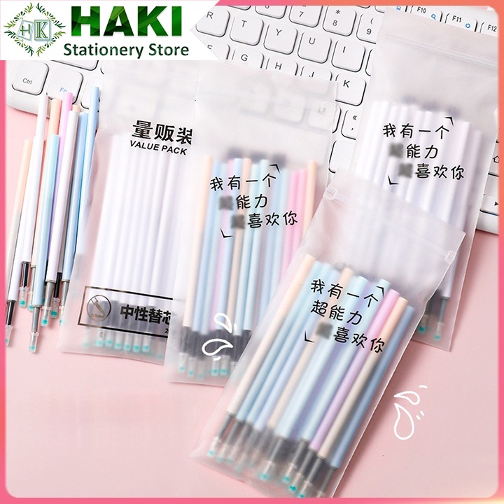 Ruột bút bi bấm HAKI mực đen túi 20 ngòi bút 0.5mm tiện dụng đồ dùng văn phòng phẩm
