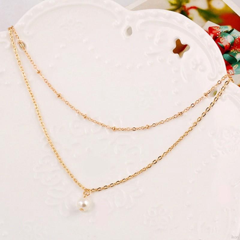 Dây chuyền 2 tầng mặt đính ngọc trai giả duyên dáng