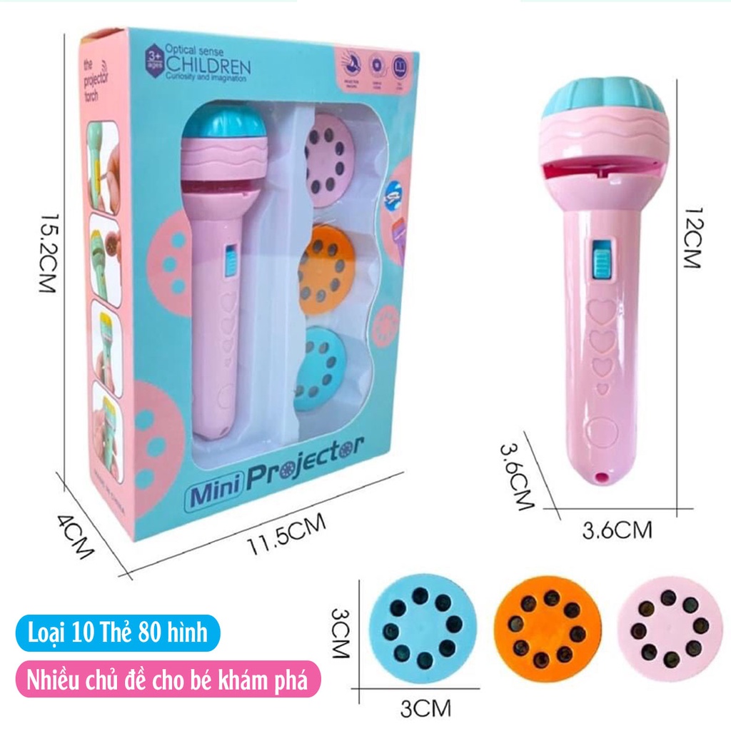 Đèn Pin Chiếu Cho Bé khám Phá Thế Giới - đèn chiếu mini (nhiều chủ đề - Loại mới 10 thẻ 80 hình)