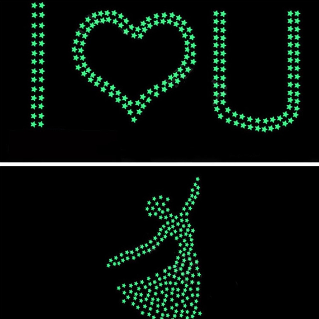 0 ^ 0 ^ 100pcs / Bag 3d Star Glow In The Dark Luminous Stickers