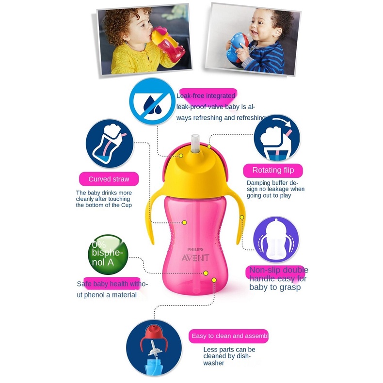 Bình tập uống Philip Avent cho bé chống sặc 200ml, 300ml chính hãng Bình nước Philips Avent 200ml có tay cầm