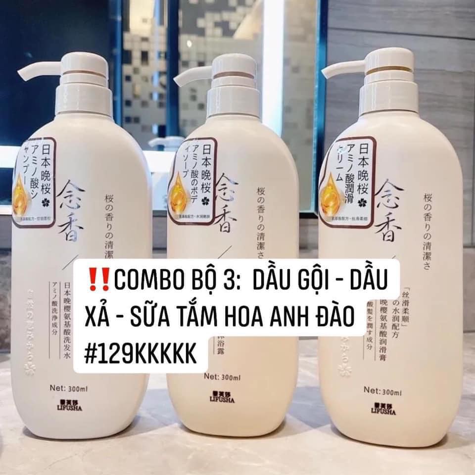 Dầu gội + dầu xả + sữa tắm HOA ANH ĐÀO mẫu mới 2022 cam kết rẻ nhất shopee