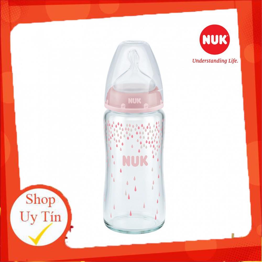 [Chính hãng có tem phân phối] Bình Sữa NUK Premium Choice+ Thủy Tinh 120ml, 240ml Núm Ti S1 - M