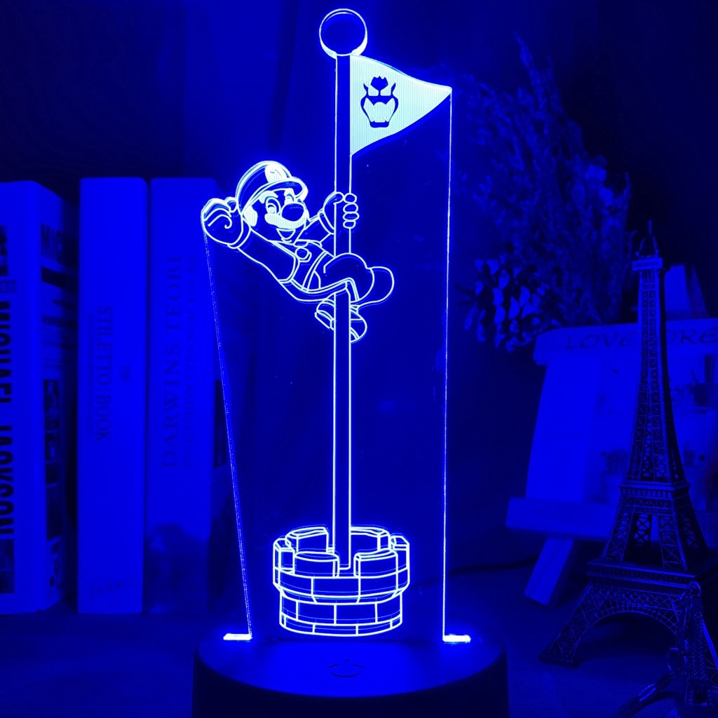 Đèn Ngủ Để Bàn Hình mario Bằng acrylic Có Điều Khiển Từ Xa Tiện Dụng