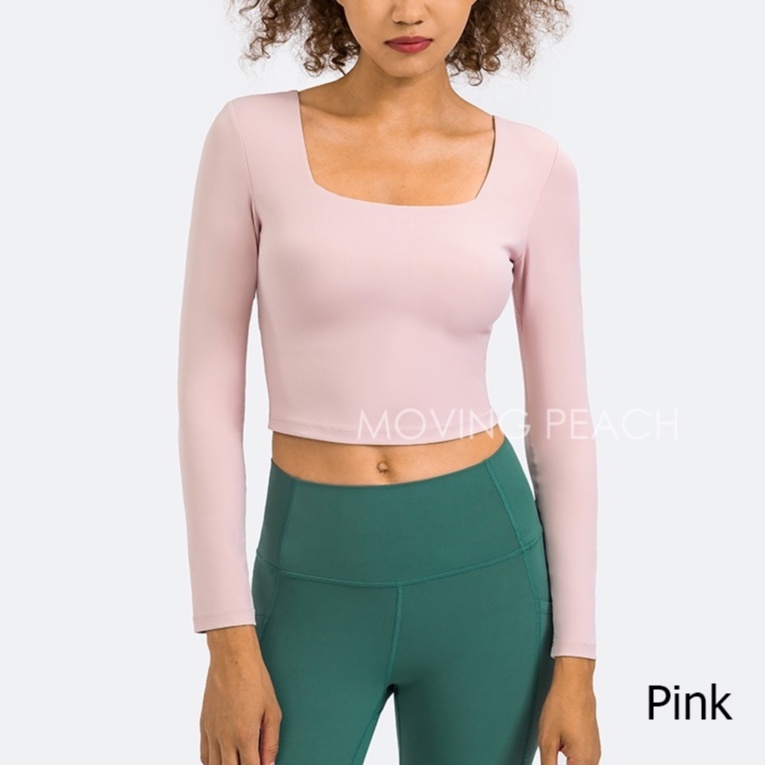 MOVING PEACH Sportswear Solid High elastic Yoga Long sleeve with padded BSU