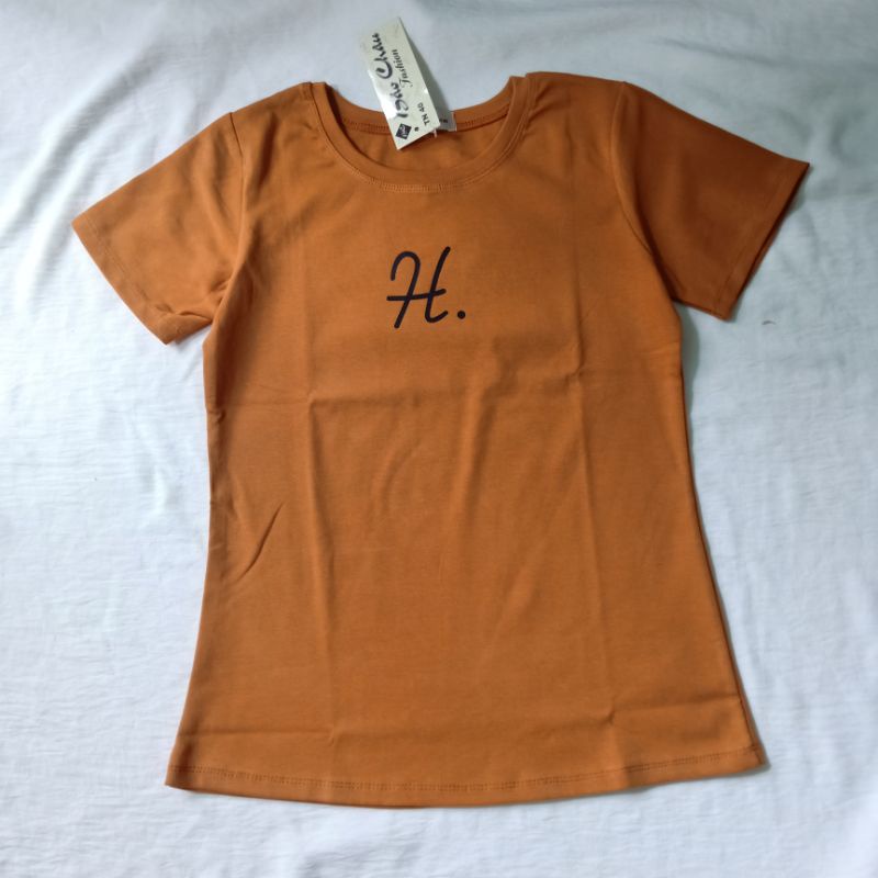 Áo phông ôm in chữ H có size đại đến 75kg thiết kế cổ tròn tay ngắn chất thun cotton co giãn ôm dáng body nhiều màu sắc