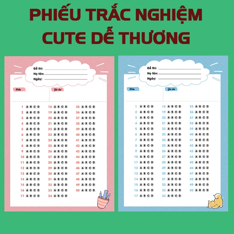 Phiếu trắc nghiệm 100 tờ, giấy dày dặn giao mẫu ngẫu nhiên - NHÀ SÁCH ÔN LUYỆN