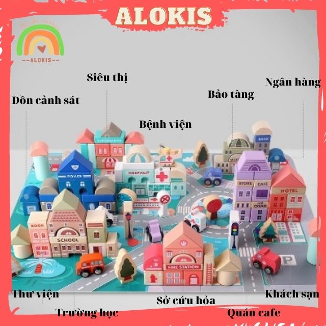 Đồ Chơi Lắp Ráp Mô Hình Thành Phố Giao Thông Thu Nhỏ Bằng Gỗ. Giáo Dục Phát Triển Trí Thông Minh Sáng Tạo Cho Bé- ALOKIS