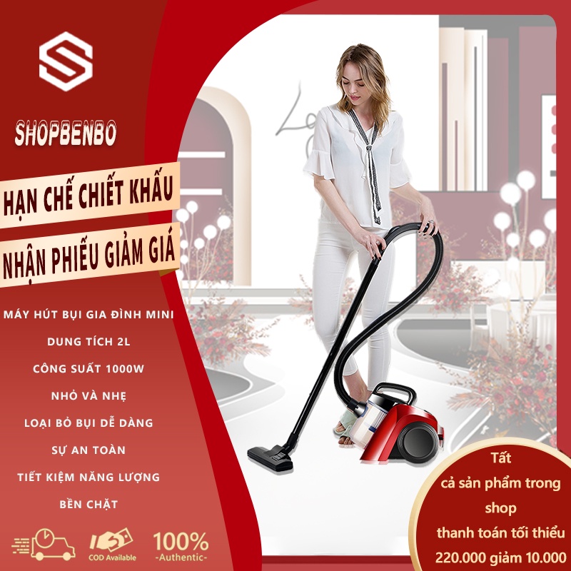 Máy hút bụi gia đình cầm tay mini 2.0L 1000W thảm lông thú cưng công suất cao công