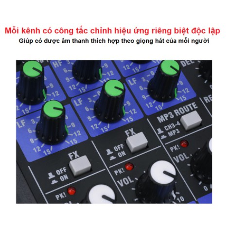 Bàn Mixer G4 live stream được hỗ trợ màn hình LED có bluetooth kiêm 2 mic không dây tiện cho oto loa kéo và các loa khác