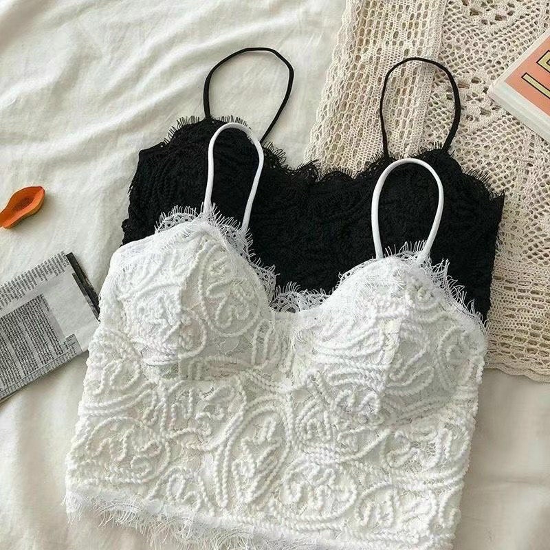 Áo bra nữ 2 dây form croptop phối họa tiết ren mẫu mới cao cấp
