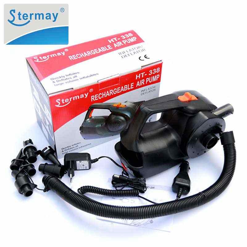 Stermay HT-338 Sạc Bơm Điện Bơm Hơi Máy Bơm Không Khí Cho Ván Bơm, Thuyền Kayak Không Khí Ga Giường Cao Cấp AC/Ô Tô 12V