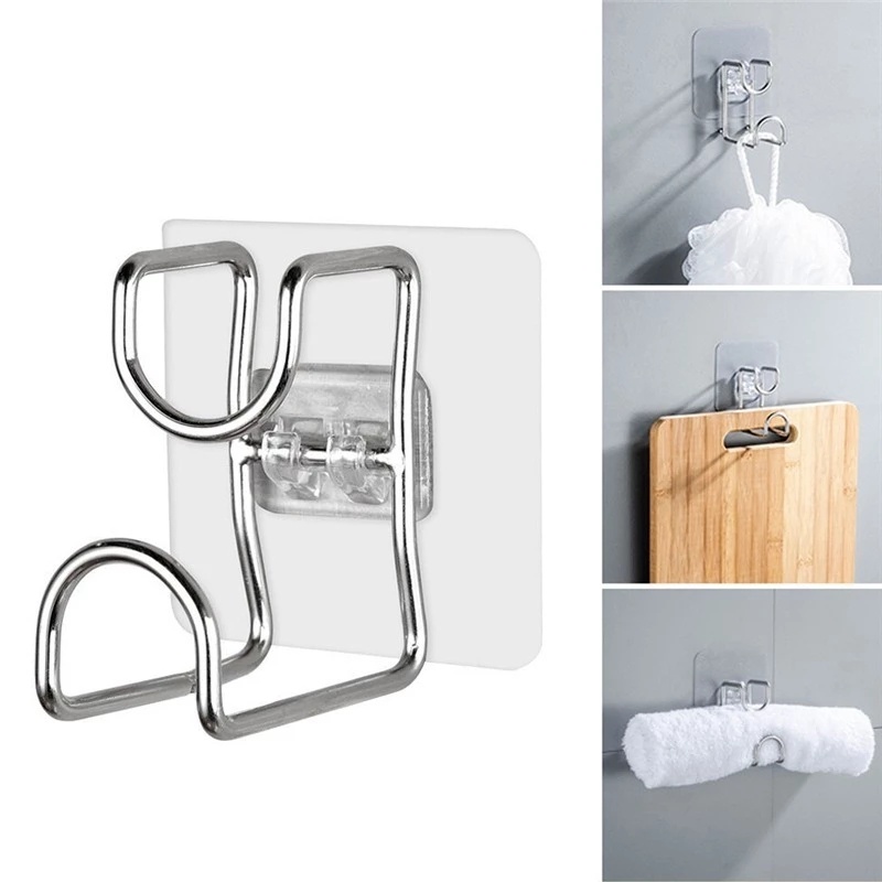 Giá đỡ gắn tường bằng thép không gỉ không cần khoan lỗ đa năng dành cho nhà bếp/ phòng tắm