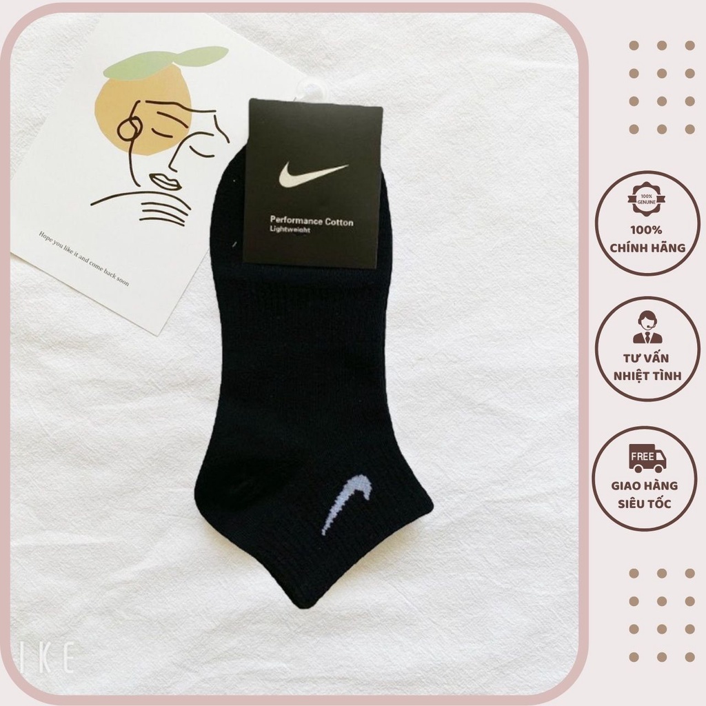 Tất nam nữ cổ thấp nike màu đen trắng, Vớ nam nữ adidas thể thao cao cấp chiều dài đến mắt cá chân