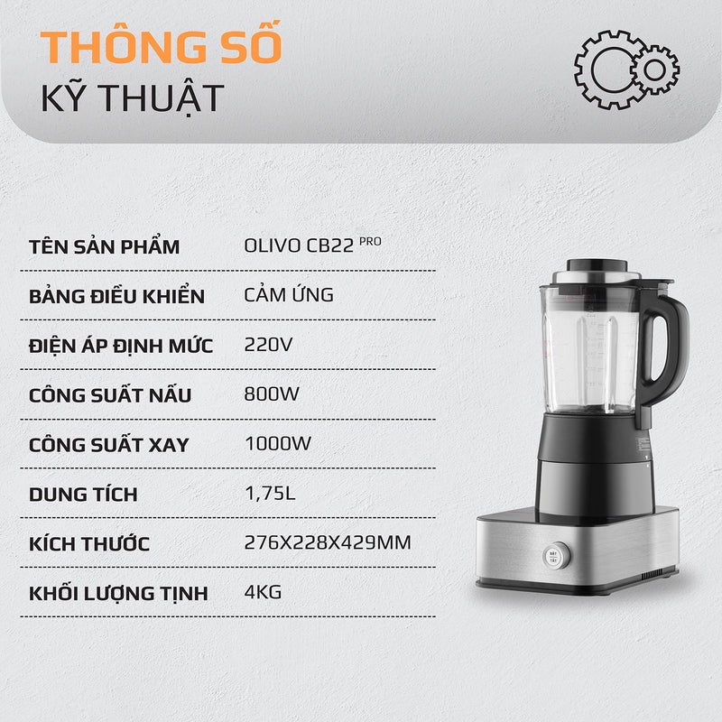 [Mã ELHA22 giảm 6% đơn 300K] Máy Làm Sữa Hạt OLIVO CB22 PRO - Vệ Sinh Khử Khuẩn Thông Minh - Xay Cực Êm