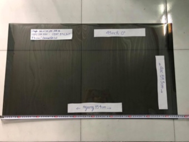 Phim phân cực 43 in để dán cho màn hình LCD, tivi, hmi,laptop, ĐT,  tặng dao,khăn lau,hướng dẫn dán