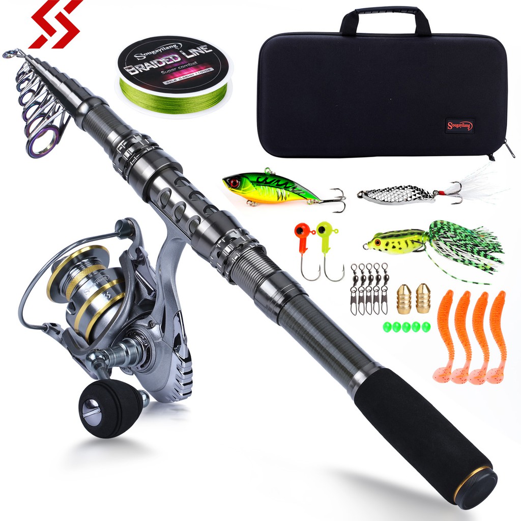 Cần Câu Cá Sougayilang 1.8-3.3M Bằng Sợi Carbon Có Máy Câu Vòng Bi 13 + 1BB Vòng Tua 5.1: 1/ 5.5: 1