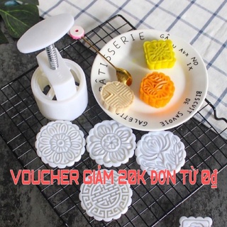 Khuôn bánh trung thu lò xo cao cấp  - 100g 6 mặt khuôn tròn hình hoa khác nhau