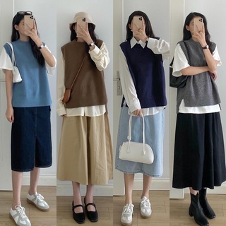 Áo gile len trơn cổ tròn_A0242