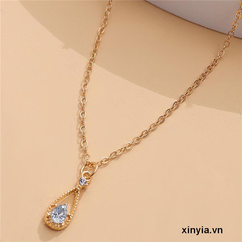 Vòng cổ Mặt Hình Giọt Nước Đính Đá Zircon 14K Phong Cách Retro Magic789