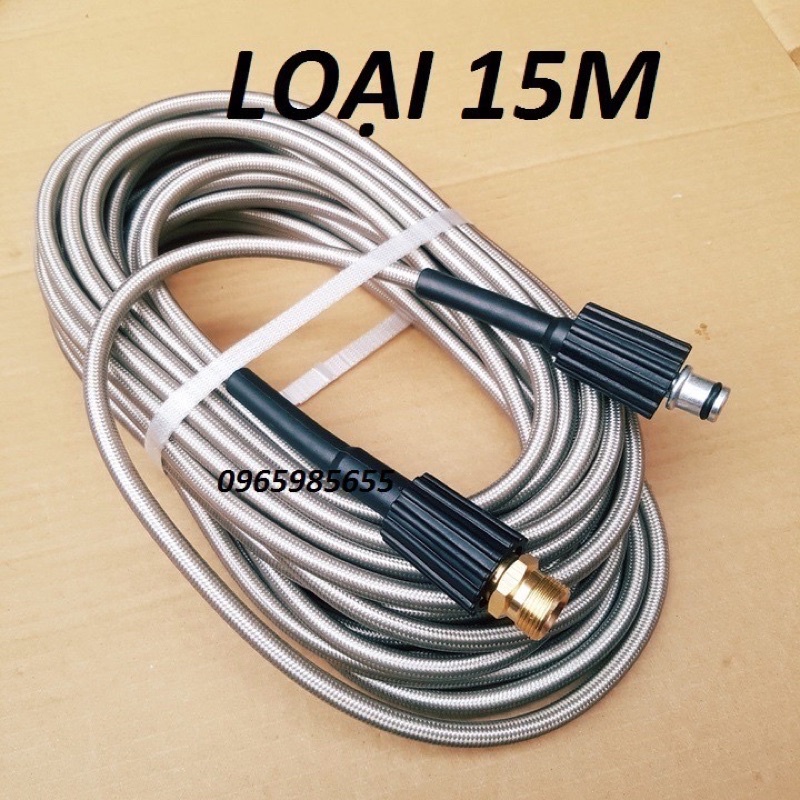 Dây rửa xe cho máy bơm xịt,rửa xe áp lực cao chiều dài 10M,15M,20M- Ren trong 22mm tặng kèm khớp nối