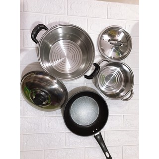 (THANH LÝ 3 NGÀY ) BỘ 3 XOONG _NỒI_CHẢO 3 MÓN DÙNG ĐƯỢC MỌI LOẠI BẾP