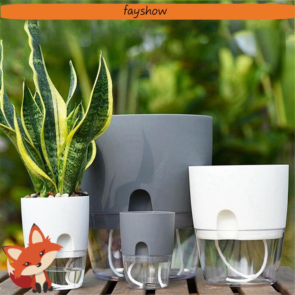 Chậu Trồng Cây Thủy Canh 2 Tầng Trong Suốt Tự Tưới Nước Kèm Dây Thừng Cotton Nhiều Màu