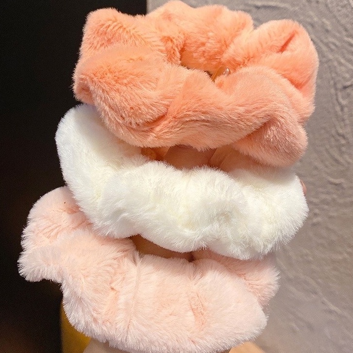 Dây buộc tóc vải lông nhung bản lớn thời trang thu đông mới 2021