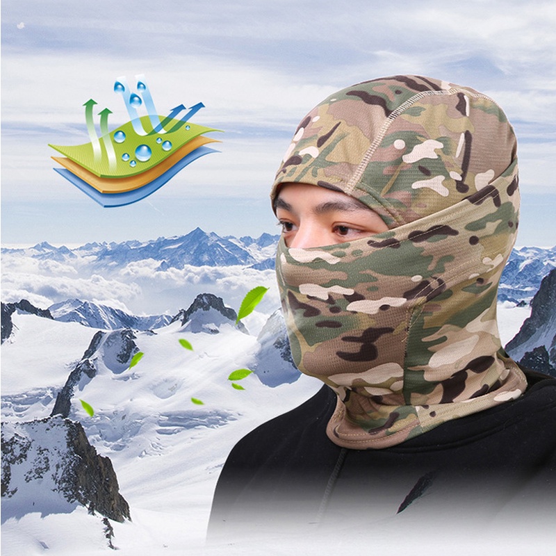 Mũ Trùm Đầu Kiêm Khăn Choàng Cổ Che Phủ Toàn Diện Giữ Ấm Mùa Đông Họa Tiết Rằn Ri