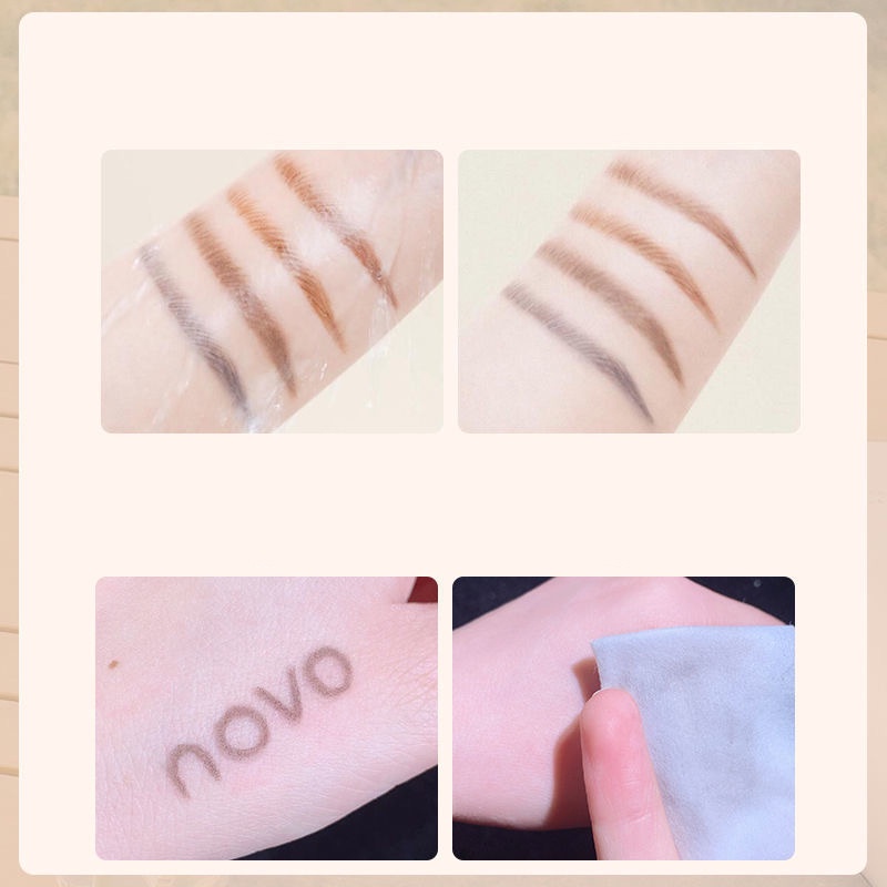 Bút Chì Kẻ Lông Mày NOVO Đầu Tam Giác Màu Nâu Đậm Đậm Chống Nước Không Lem