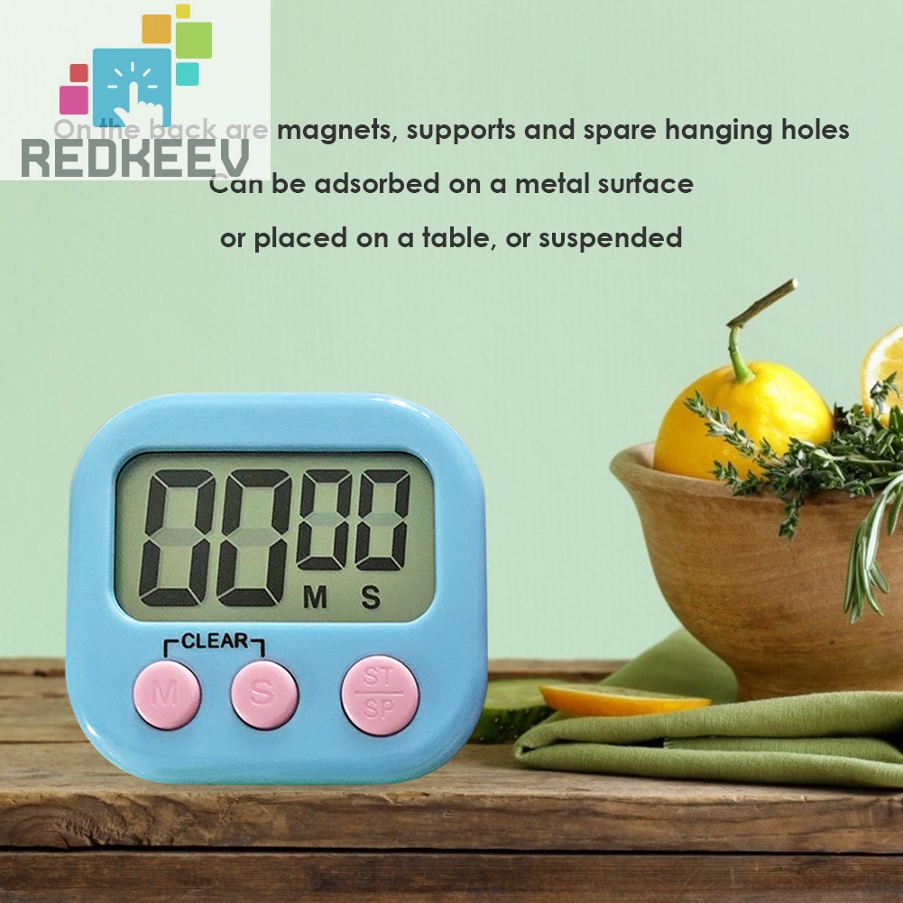 Đồng hồ hẹn giờ nấu ăn đếm ngược màn hình LCD có giá đỡ