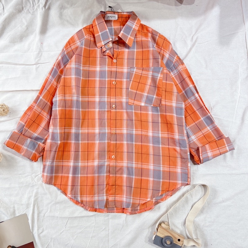 LOVI SHOP Áo sơ mi caro 1 túi nhiều màu vải mỏng Lovi