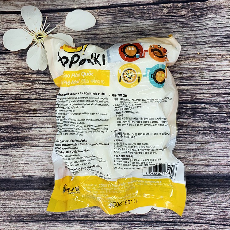 Bánh gạo hàn quốc nhân phô mai Sanadle 500g kèm 50g bột phô mai lắc