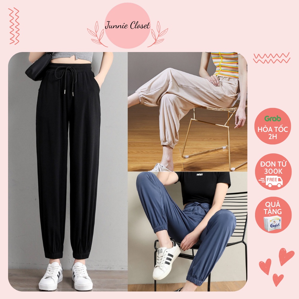 Quần Jogger Thun Tăm Quần Ống Rộng Bo Gấu Junnie Closet
