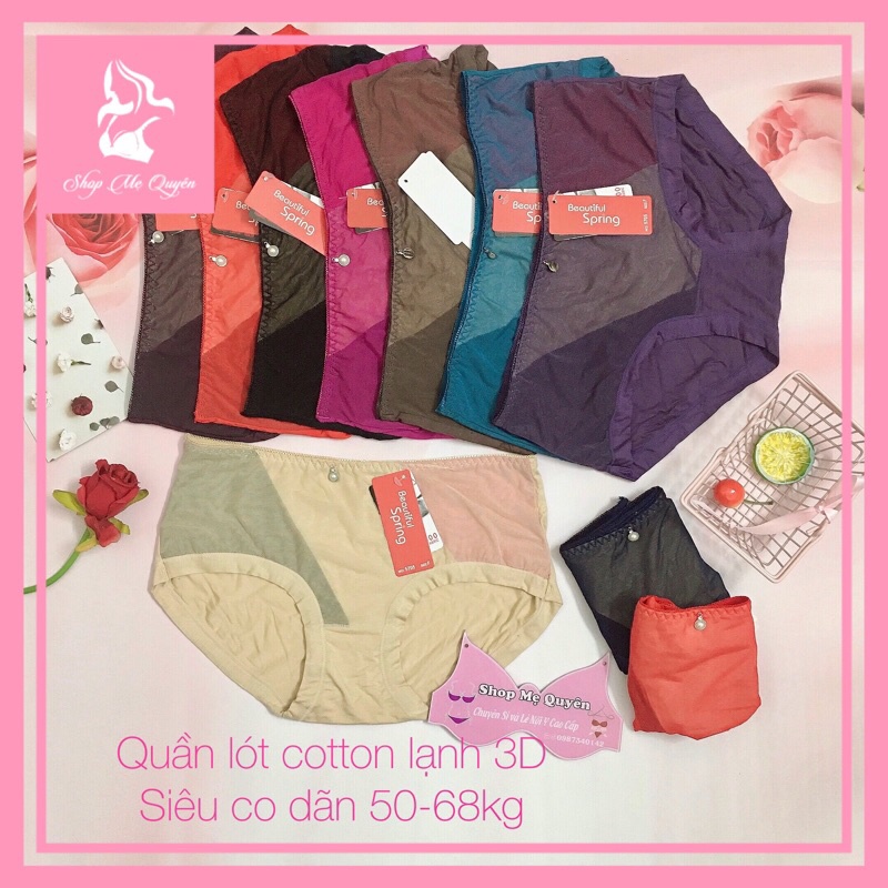 Quần lót cotton lạnh 3D cao cấp- Hàng cạp vừa ôm trọn vòng 3