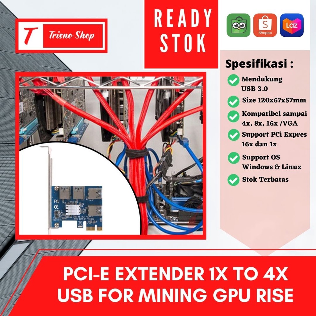 Bảng mạch mở rộng PCI-E 1x sang 4x USB cho Mining GPU | BigBuy360 - bigbuy360.vn
