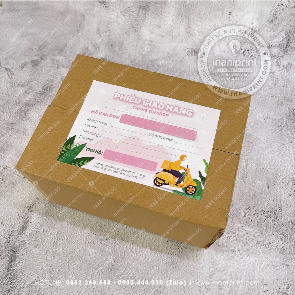 Phiếu Ship Hàng, Phiếu Giao Hàng, Giấy Ghi Mã Vận Đơn, Giấy Giao Hàng - Kích Thước 14cm x 10cm - Có Keo Mặt Sau