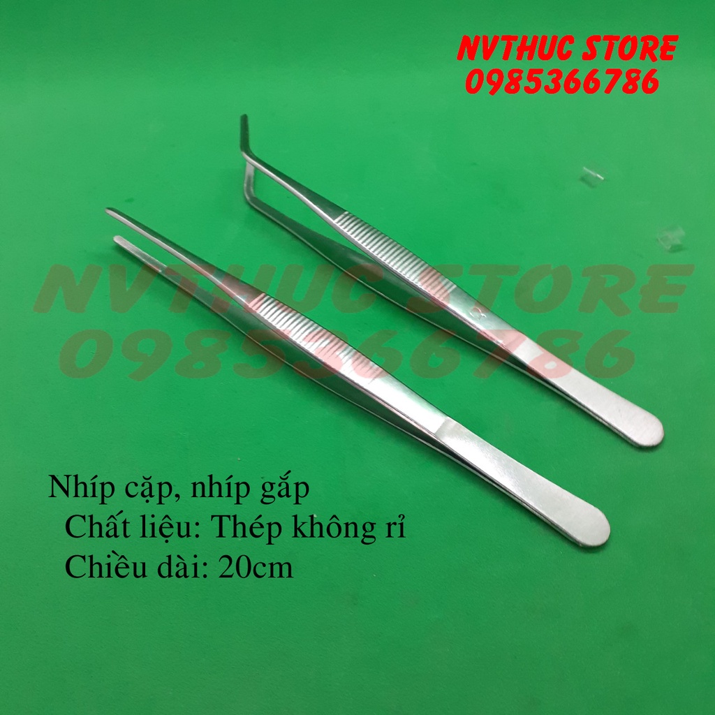 Nhíp gắp, nhím cặp bằng Inox 304 không rỉ dài 20cm có loại thẳng và cong