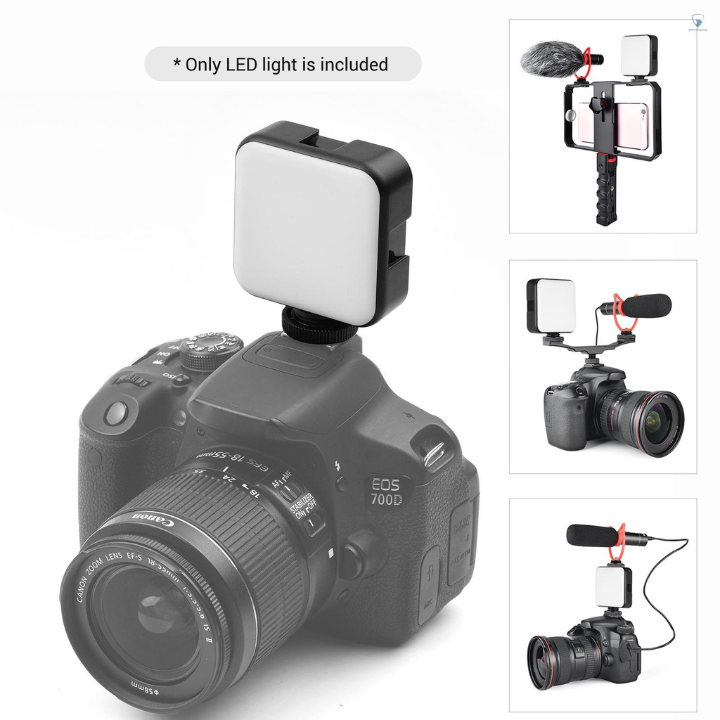 Đèn LED Chiếu Video Andoer W36 Mini 5600K 4W Pin Sạc Tích Hợp 3 Giá Đỡ Lạnh