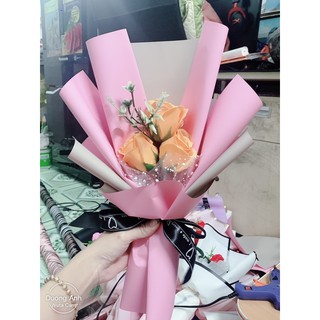 bó hoa hồng sáp 3 bông