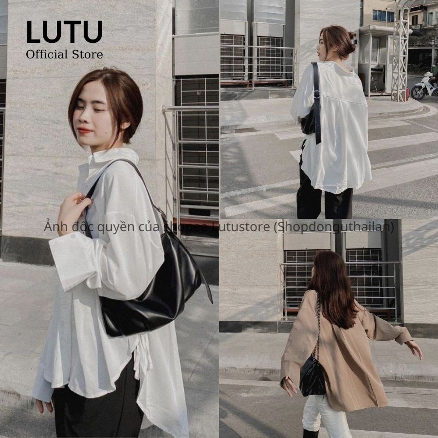 Áo Sơ Mi Cổ Đức Dài Tay Vạt Bầu Thắt Nơ Chất Lụa Trượt Tằm Siêu Mát