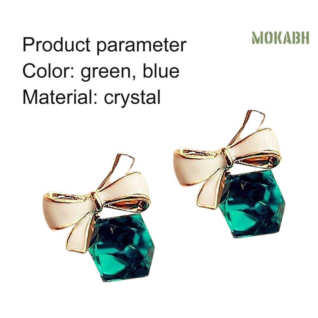 1 Đôi Bông Tai Hình Nơ Đính Pha Lê Giả Thời Trang Dành Cho Nữ