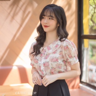 Áo hoa voan đục lỗ